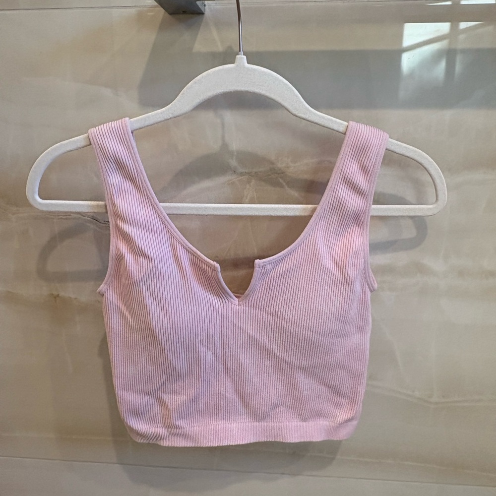 Altar'd State Light Pink Ribbed Crop Top
